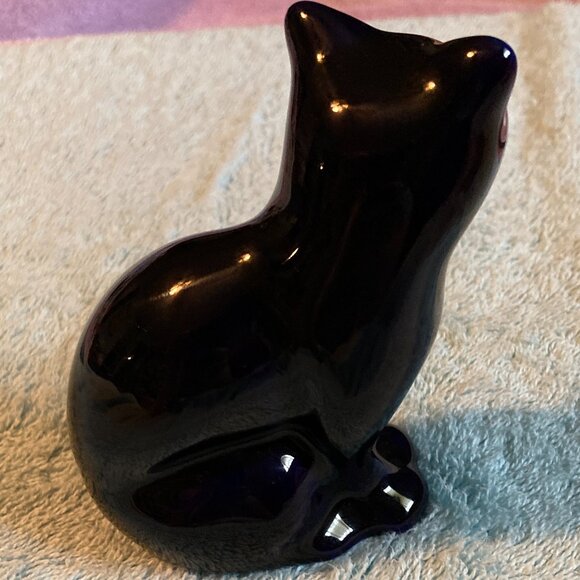 VTG Limoges Castel France Cobalt Blue Porcelain Cat/Kitten Figurine 22K Gold-NOS - Picture 5 of 10